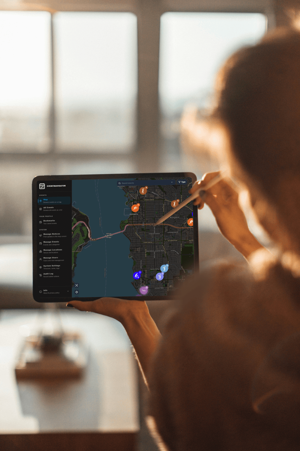 Field operations using Event Navigator on a tablet